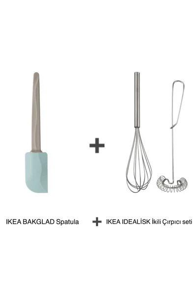 IKEA Bakglad Spatula Ve Idealisk Ikili Çelik Çırpıcı-köpürtücü Seti ürün görseli 1