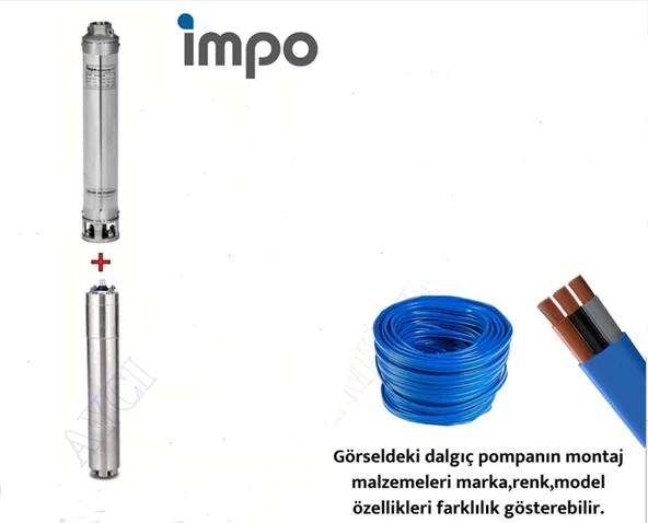 Impo Sk 415/28 10HP Krom Başlıklı  45 MT Yassı Kablolu  Dalgıç Pompa ürün görseli 1