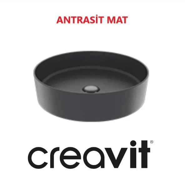 Creavit Loop 45 Cm Set Üstü Çanak Lavabo Antrasit Mat LP145 ürün görseli 1