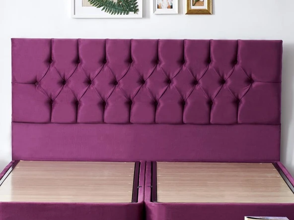 Niron Purple Çift Kişilik Yatak Başlığı - 150 cm Mor Kumaş Başlık - Baza ve Karyola Başlığı ürün görseli 1