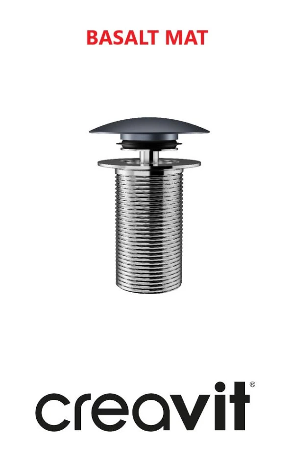 Creavit SF030 Pop-Up Sifon Başlığı Basalt MatTaşmasız Krom Lavabo Tapası Basmalı ürün görseli 1