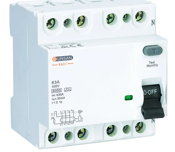 Günsan 4x32A 300Ma Kaçak Akım Rolesi KA3 4-32/300 ürün görseli 1