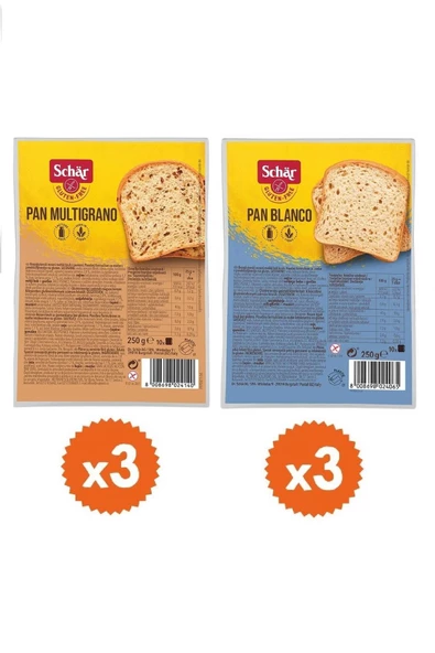 Schar 6'lı Glutensiz Ekmek Seti Pan Blanco Pan Multigrano 250g 6 Adet Dilimli Ekmek ürün görseli 1