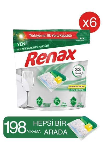 RENAX Bulaşık Makinesi Kapsülü Hepsi Bir Arada 33 Lü X 6 Adet ürün görseli 1