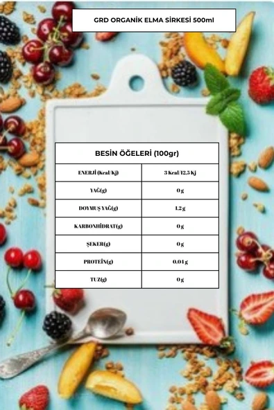 GRD ORGANİK ELMA SİRKESİ  500 ml - Resim 7