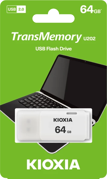 64GB USB2.0 KIOXIA BEYAZ USB BELLEK LU202W064GG4 ürün görseli 1