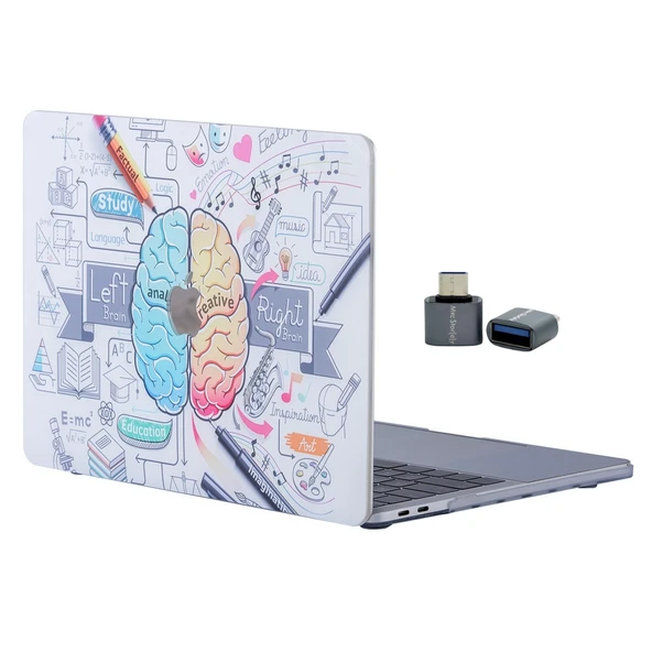 Macbook Air M1 Kılıf 13 inç Beyin Desenli Sert Kapak Darbe Koruma A2337 A2179 A1932 ürün görseli 1