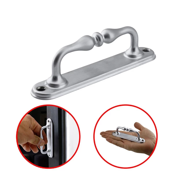 Çekme Kolu Sürgülü Kapı Tutma Kulpu Kulbu Tutamağı Küçük Kıvrık Kol Mat Krom Renk 12 Cm İki Vidalı ürün görseli 1