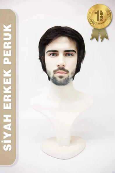 Erkek Peruk Kısa - Siyah - Resim 2