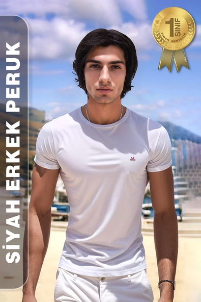 Erkek Peruk Kısa - Siyah ürün görseli 1
