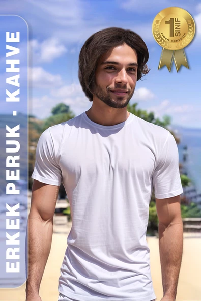Erkek Peruk Kısa - Kahve - Resim 3