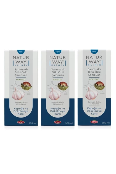 Otacı Naturway Klinik Sarımsaklı Kepeğe ve Saç Dökülmesine Karşı Şampuan 500 ml 3 Adet ürün görseli 1
