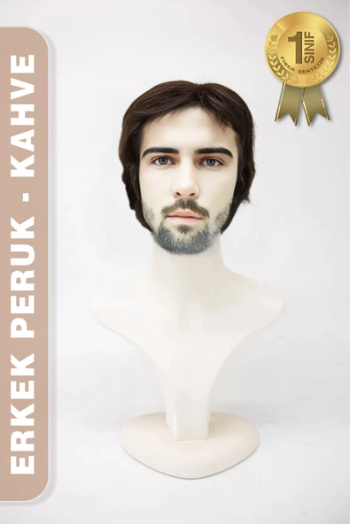 Erkek Peruk Kısa - Kahve - Resim 2