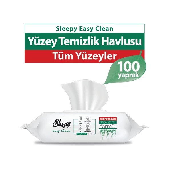 SLEEPY EASY BEYAZ SABUN KATKILI CLEAN YÜZEY TEMİZLİK HAVLUSU 100LÜ ürün görseli 1