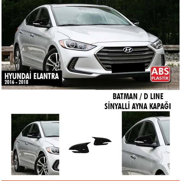 Elantra Batman Ayna Kapağı Piano Black Sinyalli / 2016 - 2018 ürün görseli 1