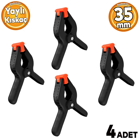 Yaylı Kıskaç Mandal El Tip İşkence Siyah Klips Hobi 35 mm 4 ADET ürün görseli 1
