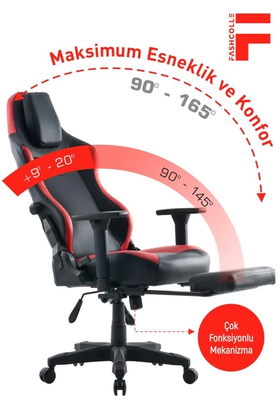 Fashcolle Globe Pro Black-Red Oyuncu Koltuğu - Resim 5