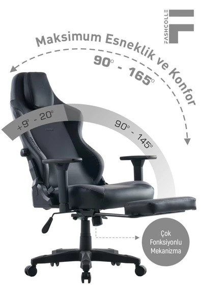 Fashcolle Globe Pro Black-Grey Oyuncu Koltuğu - Resim 6