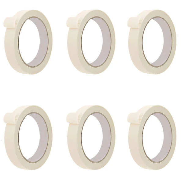 6 Adet Maskeleme Bandı Boya Bandı 18mm X 25 Metre  Kağıt Bant ürün görseli 1