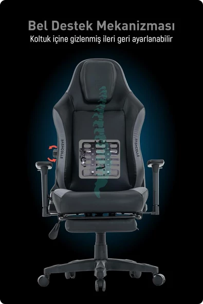 Fashcolle Globe Pro Black-Grey Oyuncu Koltuğu - Resim 7