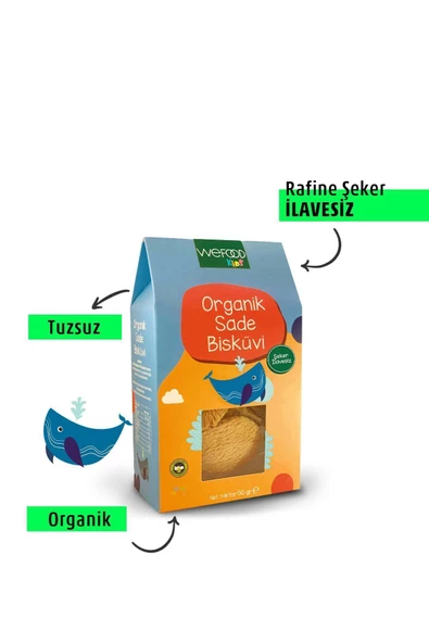 Kids Organik Sade Bisküvi 50 gr (Tereyağlı) ürün görseli 1