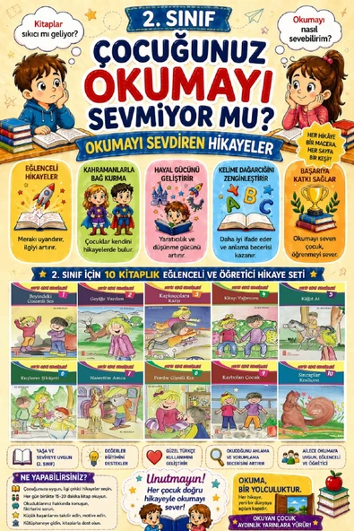 2.Sınıf Okumayı Sevdiren 10 lu Hikaye Seti 3 (48 sayfa) ürün görseli 1
