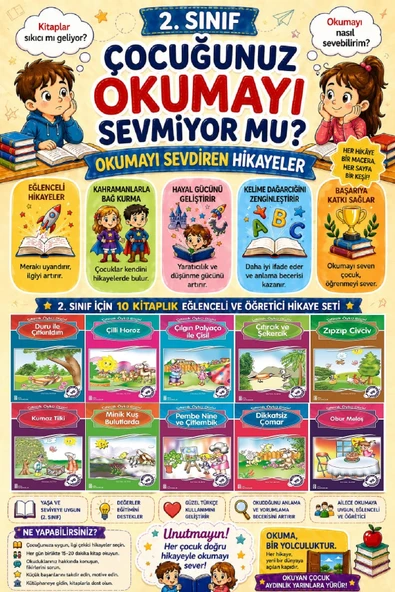 2.Sınıf Okumayı Sevdiren 10 lu Hikaye Seti 4 (32 sayfa) ürün görseli 1