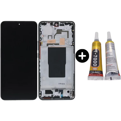 Xiaomi Mi 12T Uyumlu Çıtalı A Kalite Lcd Ekran Dokunmatik Siyah + B7000 ürün görseli 1