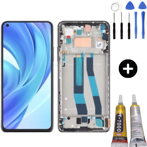 Xiaomi Mi 11 Lite Uyumlu Çıtalı Servis Lcd Ekran Dokunmatik Siyah + Montaj Seti ürün görseli 1