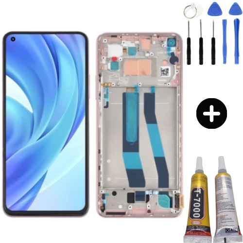 Xiaomi Mi 11 Lite Uyumlu Çıtalı A Kalite Lcd Ekran Dokunmatik Gold + Montaj Seti ürün görseli 1