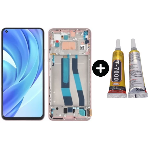 Xiaomi Mi 11 Lite Uyumlu Çıtalı Servis Lcd Ekran Dokunmatik Gold + B7000 ürün görseli 1