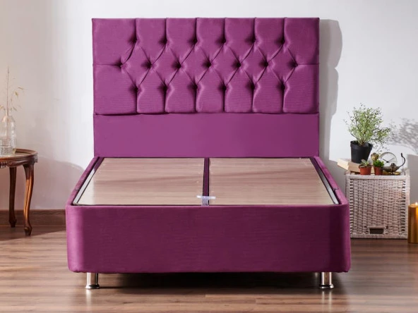 Niron Purple Baza ve Başlık Seti 120x200 cm Tek Kişilik Sandıklı Mor Kumaş Baza ve Başlığı ürün görseli 1