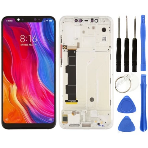 Xiaomi Mi 8 Uyumlu Çıtalı OLED Lcd Ekran Dokunmatik Beyaz + Tamir Seti ürün görseli 1