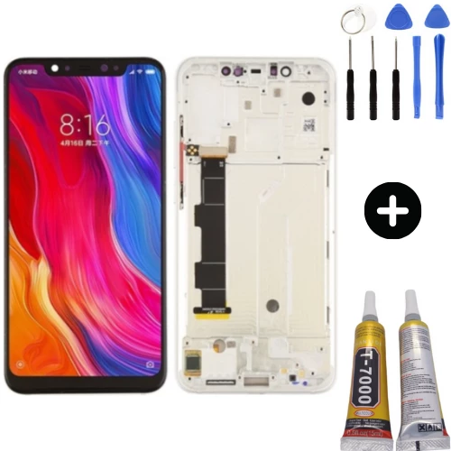 Xiaomi Mi 8 Uyumlu Çıtalı HK Lcd Ekran Dokunmatik Beyaz + Montaj Seti ürün görseli 1