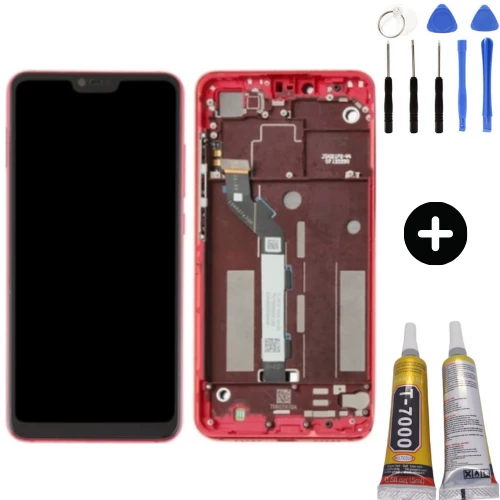 Xiaomi Mi 8 Lite Uyumlu Çıtalı Lcd Ekran Dokunmatik Kırmızı + Montaj Seti ürün görseli 1