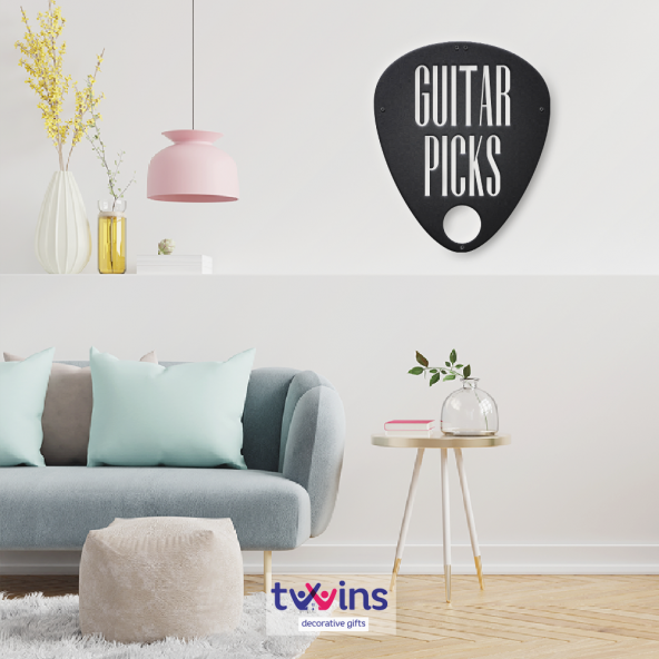 Guitar Picks Lazer Kesim Metal Duvar Dekoru ürün görseli 1