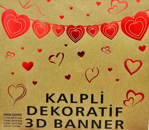 Kalpli Dekoratif 3D Banner Kırmızı 7 li ürün görseli 1