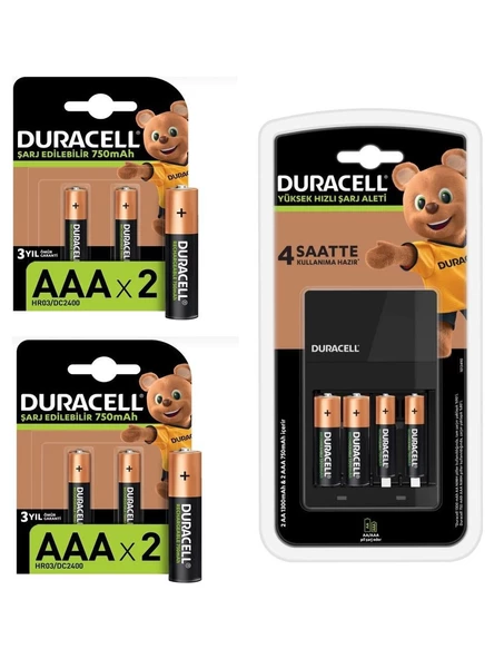 Duracell Cef 14 Şarj Cihazı Şarj Edilebilir 6 Adet 750 Mah Aaa ve 2 Adet 1300 Mah Aa Pil Paketi ürün görseli 1