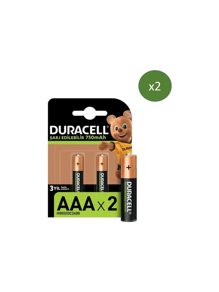 Duracell Şarj Edilebilir AAA 750 mAh Piller 4'lü ürün görseli 1