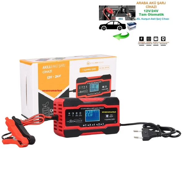 12V/24V ARAÇLAR İÇİN 10 AMPER LED GÖSTERGELİ AKILLI AKÜ ŞARJ CİHAZI ürün görseli 1