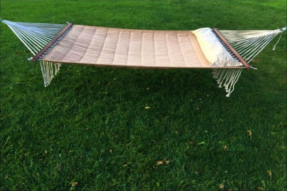 Bilen Hamak Kumaş Hamak Yastıklı 150 cm. Bej - Resim 2