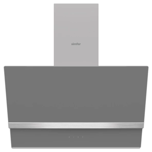 Simfer 8740 60Cm Premium Gri 2 Cam, Inox Dekorlu Davlumbaz ürün görseli 1