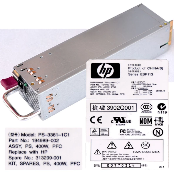 HP PS-3381-1C1 400W Orijinal Power Supply Güç Kaynağı ürün görseli 1