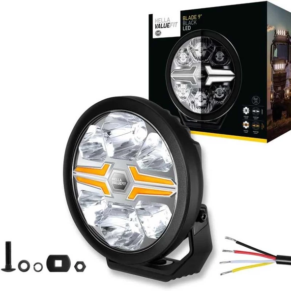 Hella Off-Road Valuefit Blade Led Uzun Far Siyah 17W 9" Beyaz-Amber Isik 1FJ357199-061 ürün görseli 1