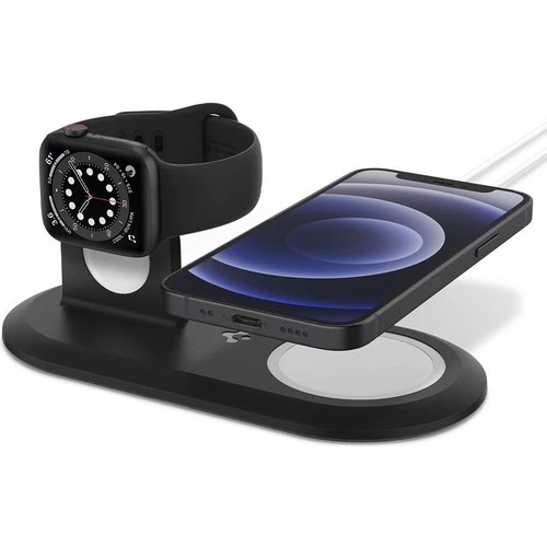 Spigen MagFit Duo 2in1 MagSafe & Apple Watch ile Uyumlu Stand Dock Ünitesi Black - AMP02796 ürün görseli 1