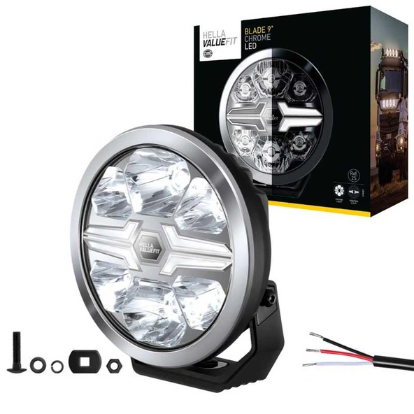 Hella Off-Road Valuefit Blade Led Uzun Far Krom 17W 9" Beyaz Isik 1FJ357199-001 ürün görseli 1