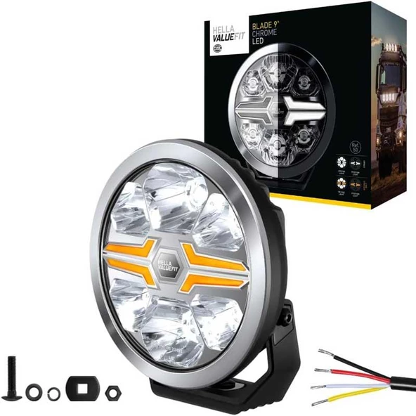 Hella Off-Road Valuefit Blade Led Uzun Far Krom 18W 9" Beyaz-Amber Isik 1FJ357199-031 ürün görseli 1