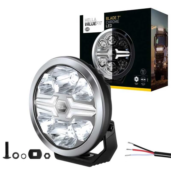 Hella Off-Road Valuefit Blade Led Uzun Far Krom 36W 7" Beyaz Isik 1FJ357198-011 ürün görseli 1