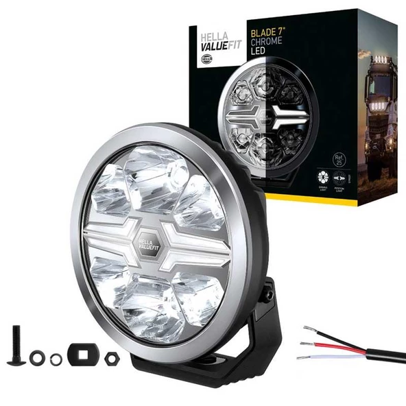 Hella Off-Road Valuefit Blade Led Uzun Far Krom 22W 7" Beyaz Isik 1FJ357198-001 ürün görseli 1