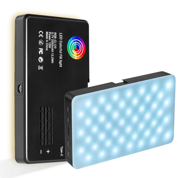 Profesyonel Çekim RGB LED Dolgu Işığı Ayarlanabilir Renk ve Parlaklık Yüksek Kapasite Batarya USB-C ürün görseli 1